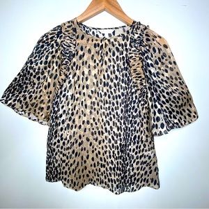 Rebecca Taylor Sheer Leopard Blouse S